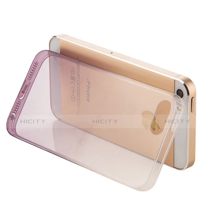 Custodia Silicone Trasparente Ultra Sottile Morbida Sfumato per Apple iPhone 5 Grigio