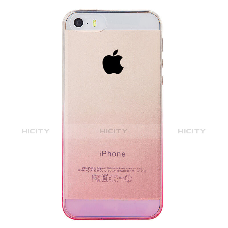 Custodia Silicone Trasparente Ultra Sottile Morbida Sfumato per Apple iPhone 5 Rosa