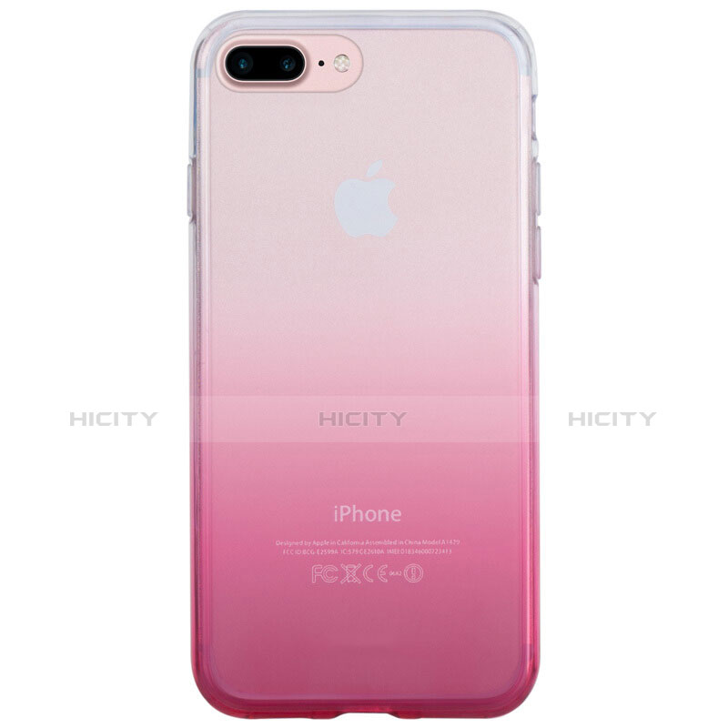 Custodia Silicone Trasparente Ultra Sottile Morbida Sfumato per Apple iPhone 8 Plus Rosa