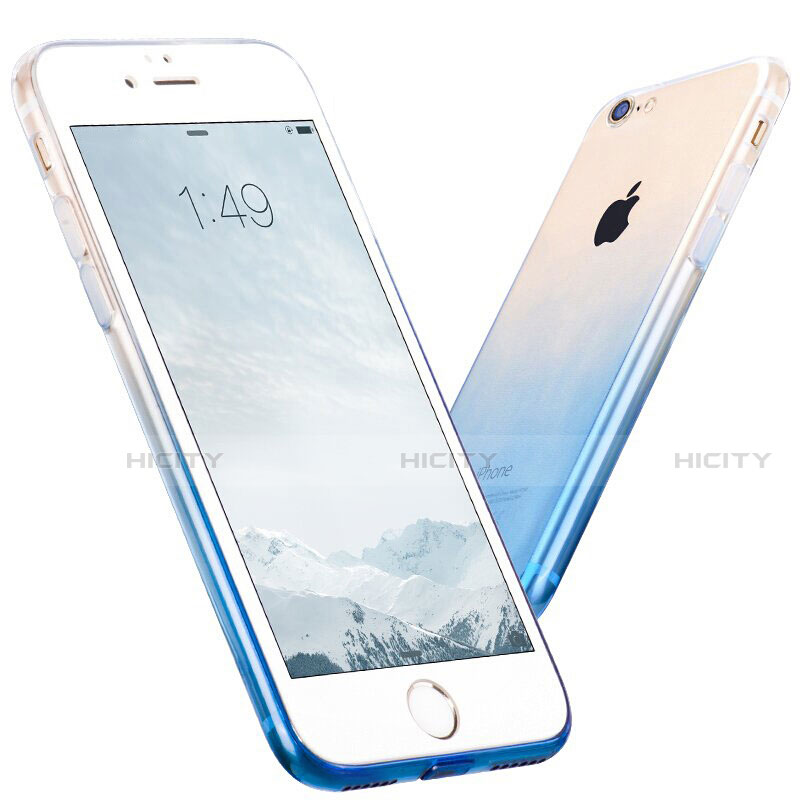 Custodia Silicone Trasparente Ultra Sottile Morbida Sfumato per Apple iPhone SE (2020) Blu