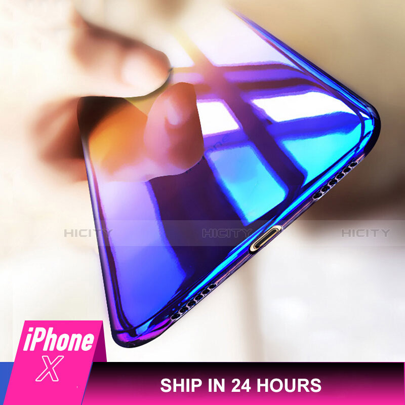Custodia Silicone Trasparente Ultra Sottile Morbida Sfumato per Apple iPhone X Blu