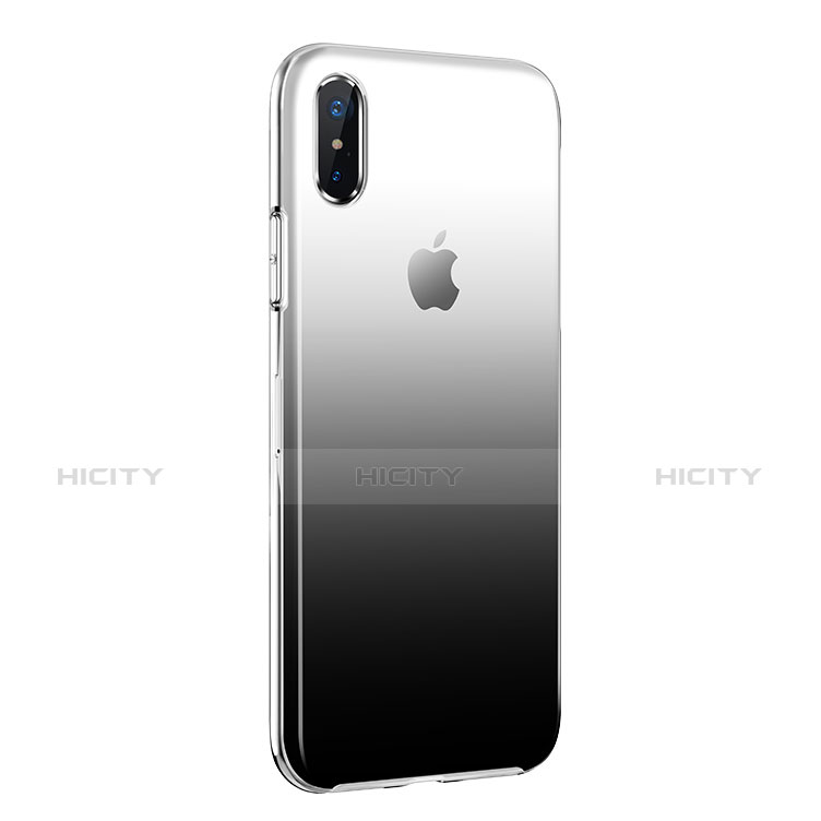 Custodia Silicone Trasparente Ultra Sottile Morbida Sfumato per Apple iPhone X Nero