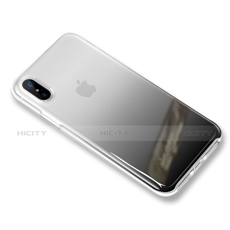 Custodia Silicone Trasparente Ultra Sottile Morbida Sfumato per Apple iPhone X Nero