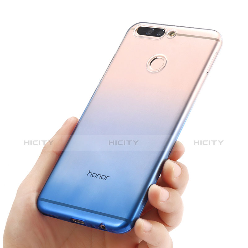 Custodia Silicone Trasparente Ultra Sottile Morbida Sfumato per Huawei Honor 8 Pro Blu