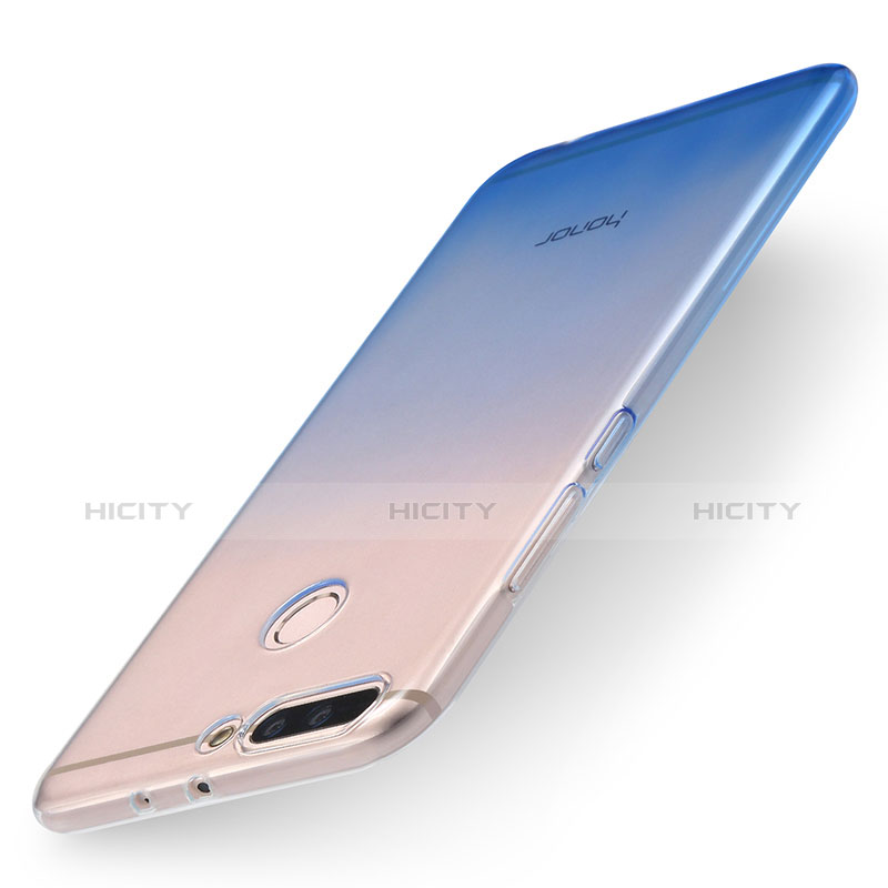 Custodia Silicone Trasparente Ultra Sottile Morbida Sfumato per Huawei Honor V9 Blu