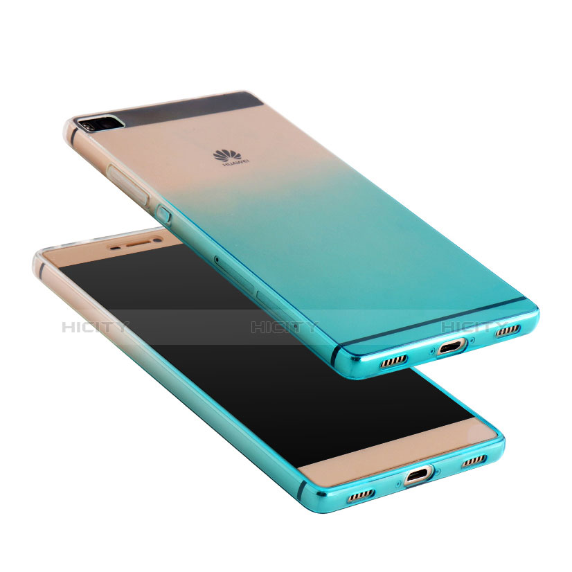 Custodia Silicone Trasparente Ultra Sottile Morbida Sfumato per Huawei P8 Blu