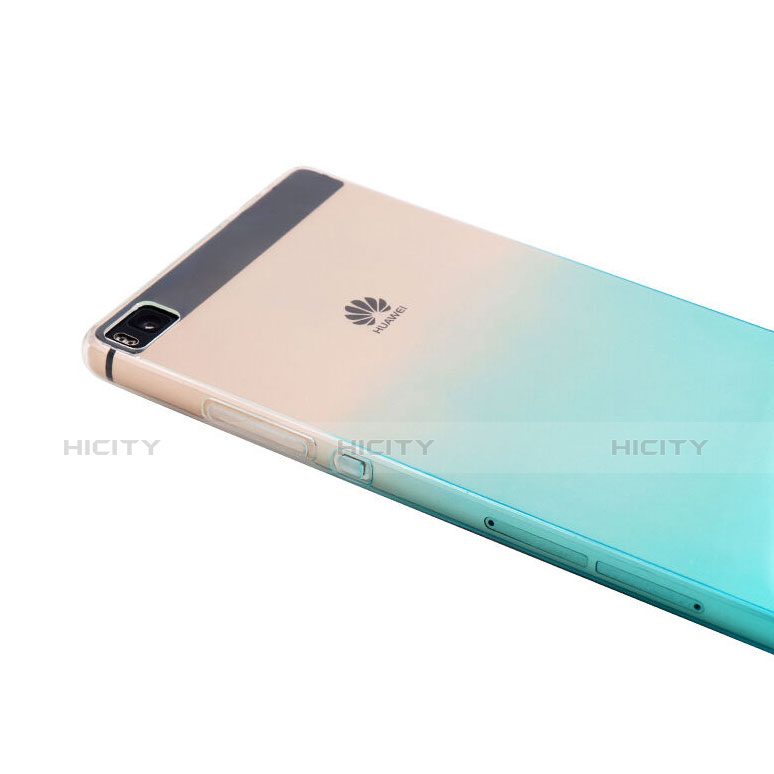 Custodia Silicone Trasparente Ultra Sottile Morbida Sfumato per Huawei P8 Blu