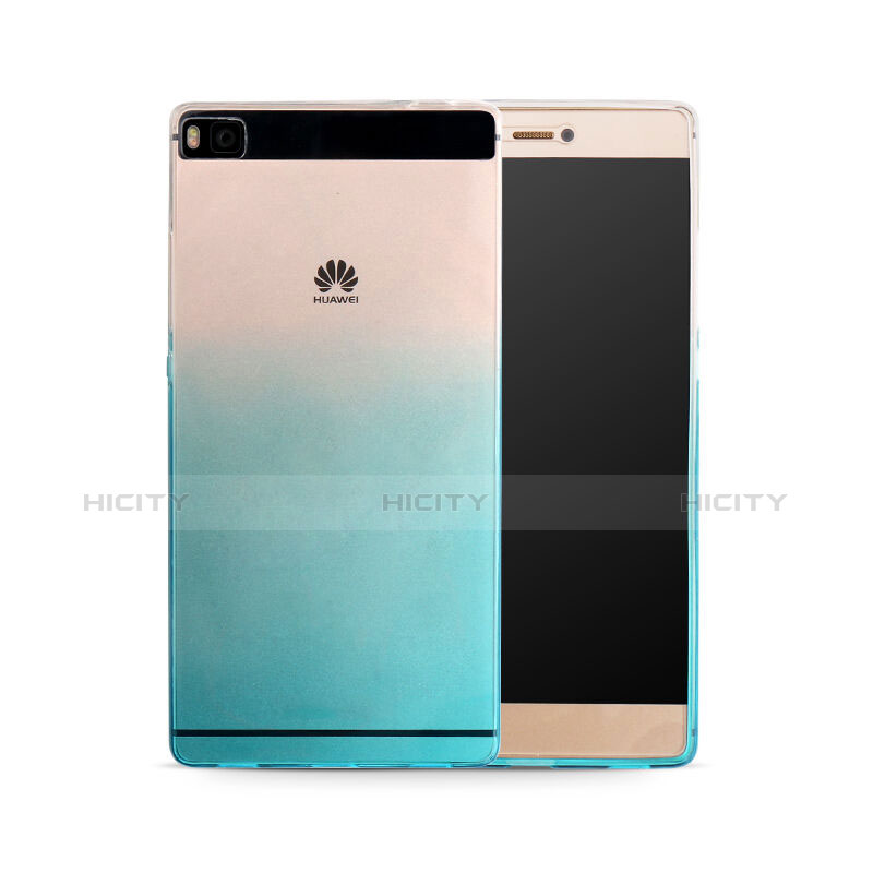 Custodia Silicone Trasparente Ultra Sottile Morbida Sfumato per Huawei P8 Blu