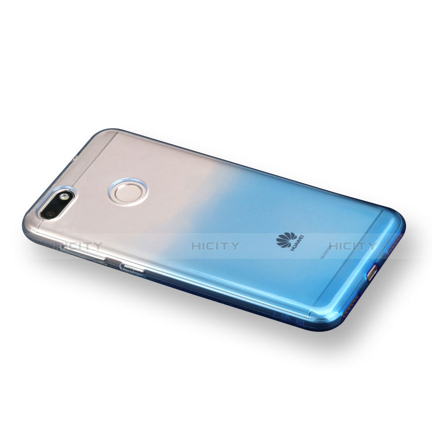 Custodia Silicone Trasparente Ultra Sottile Morbida Sfumato per Huawei Y6 Pro (2017) Blu