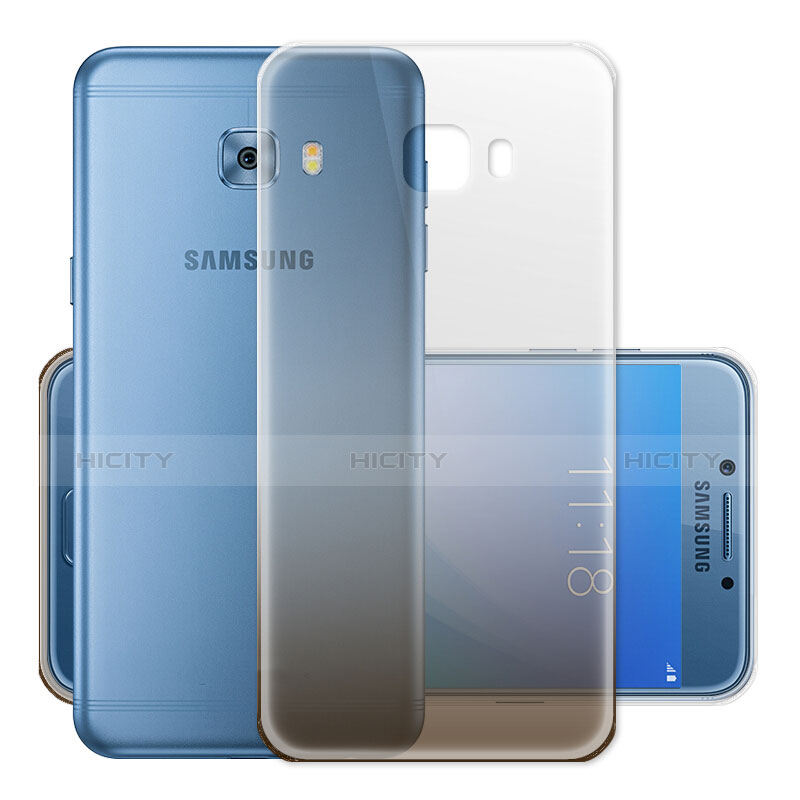 Custodia Silicone Trasparente Ultra Sottile Morbida Sfumato per Samsung Galaxy C7 Pro C7010 Grigio