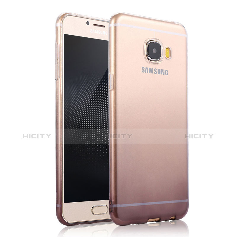 Custodia Silicone Trasparente Ultra Sottile Morbida Sfumato per Samsung Galaxy C9 Pro C9000 Grigio