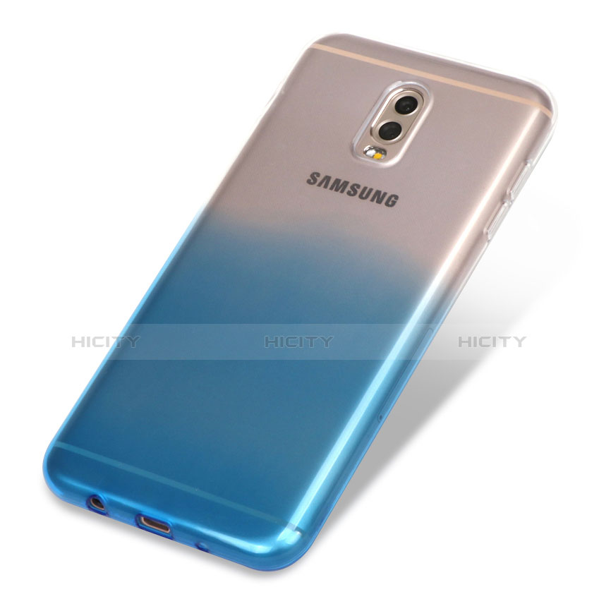 Custodia Silicone Trasparente Ultra Sottile Morbida Sfumato per Samsung Galaxy J7 Plus Blu