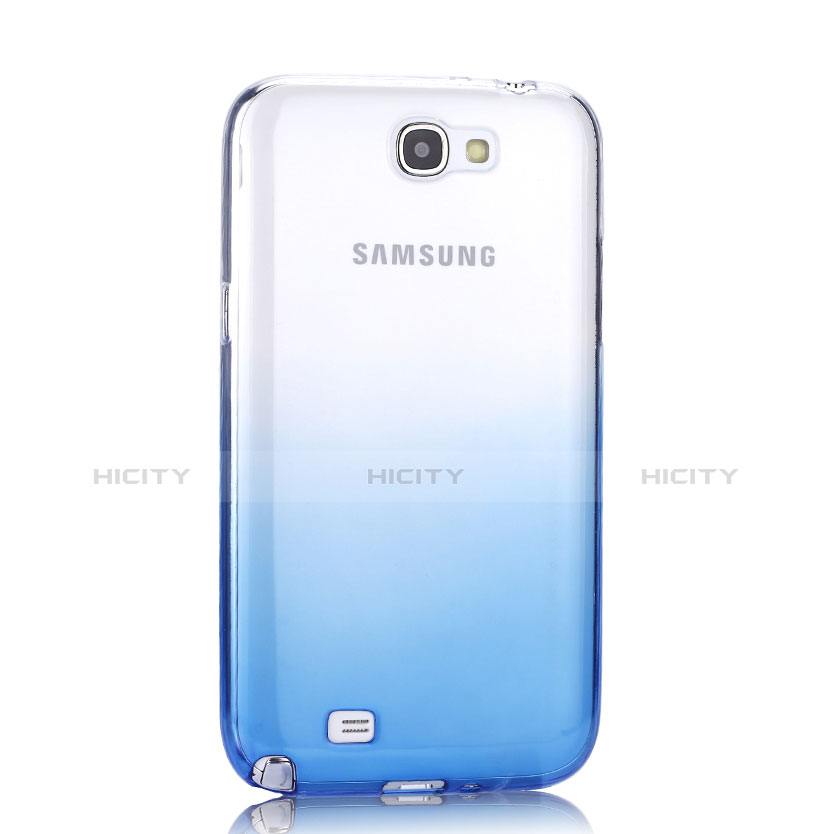 Custodia Silicone Trasparente Ultra Sottile Morbida Sfumato per Samsung Galaxy Note 2 N7100 N7105 Blu
