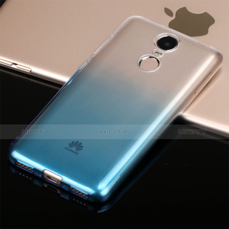 Custodia Silicone Trasparente Ultra Sottile Morbida Sfumato Q01 per Huawei Enjoy 6 Blu