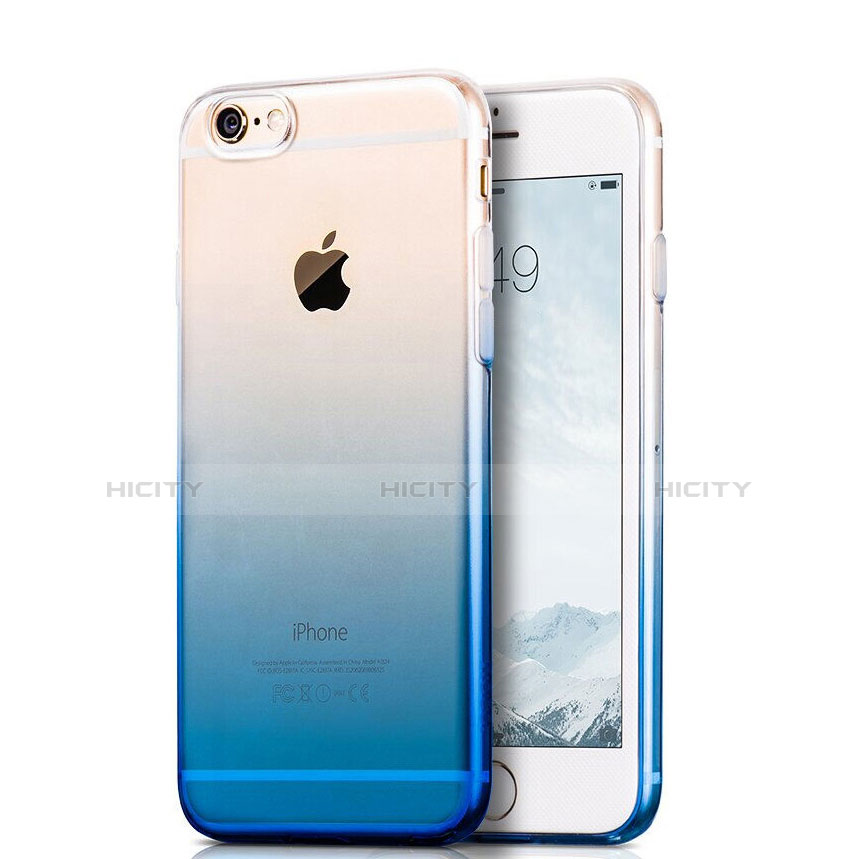 Custodia Silicone Trasparente Ultra Sottile Morbida Sfumato Z01 per Apple iPhone 6 Blu