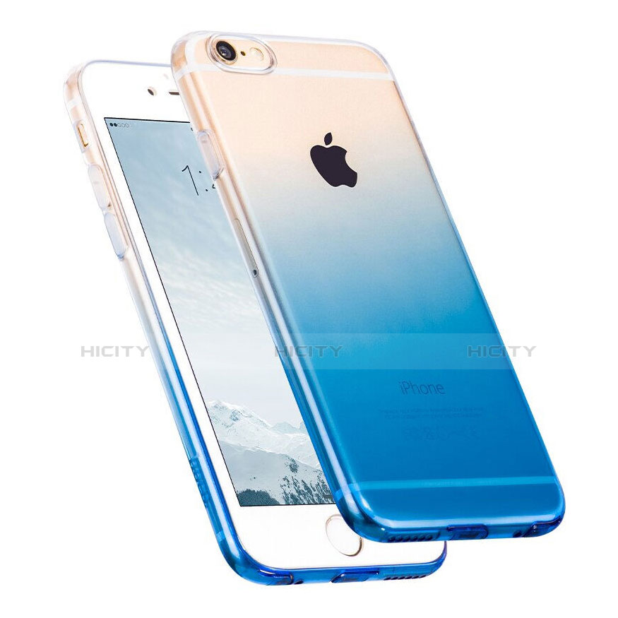 Custodia Silicone Trasparente Ultra Sottile Morbida Sfumato Z01 per Apple iPhone 6 Blu
