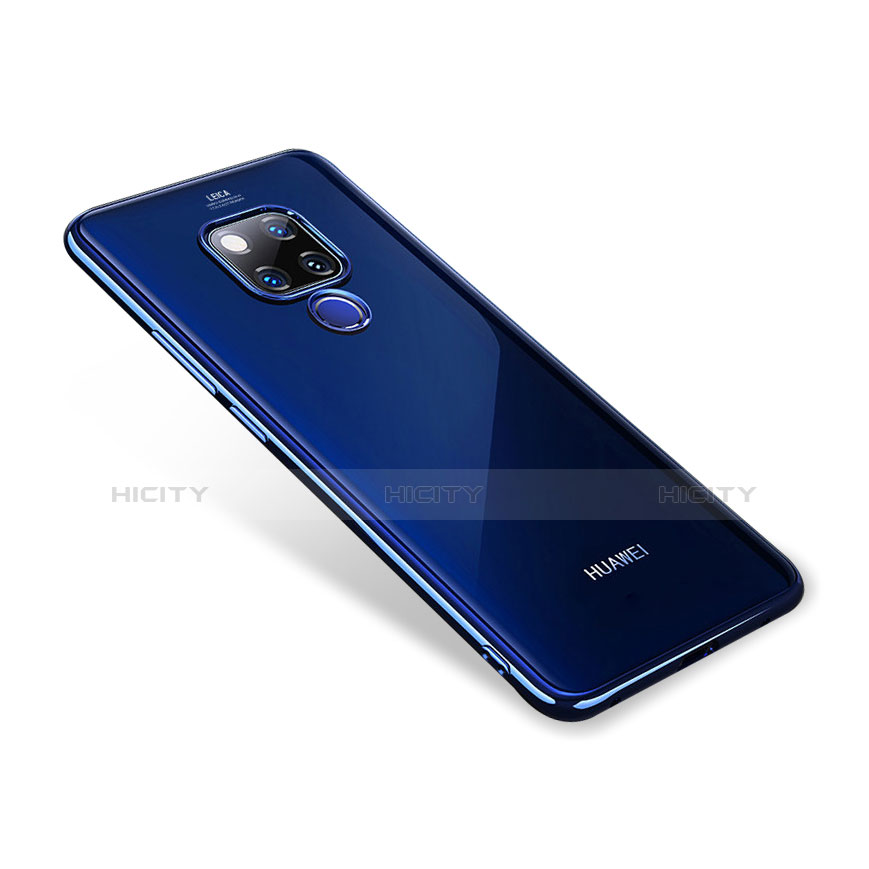 Custodia Silicone Trasparente Ultra Sottile Morbida T02 per Huawei Mate 20 Blu