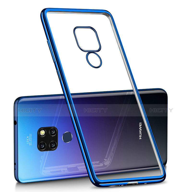 Custodia Silicone Trasparente Ultra Sottile Morbida T02 per Huawei Mate 20 Blu