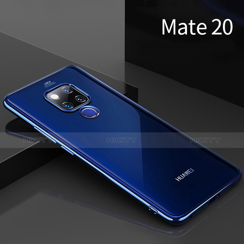 Custodia Silicone Trasparente Ultra Sottile Morbida T02 per Huawei Mate 20 Blu