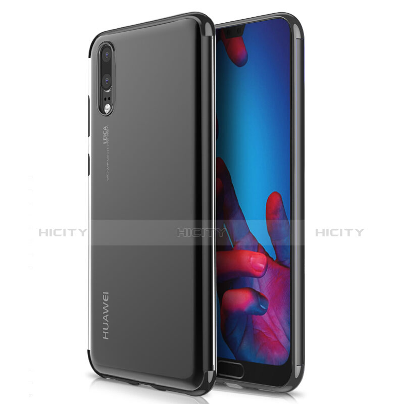 Custodia Silicone Trasparente Ultra Sottile Morbida T02 per Huawei P20 Nero