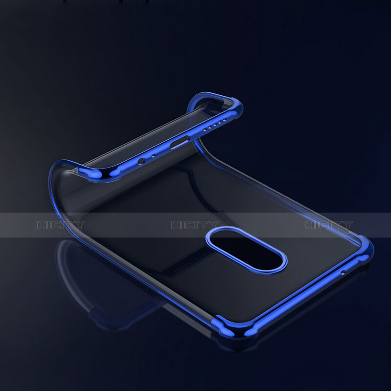 Custodia Silicone Trasparente Ultra Sottile Morbida T02 per OnePlus 6 Blu