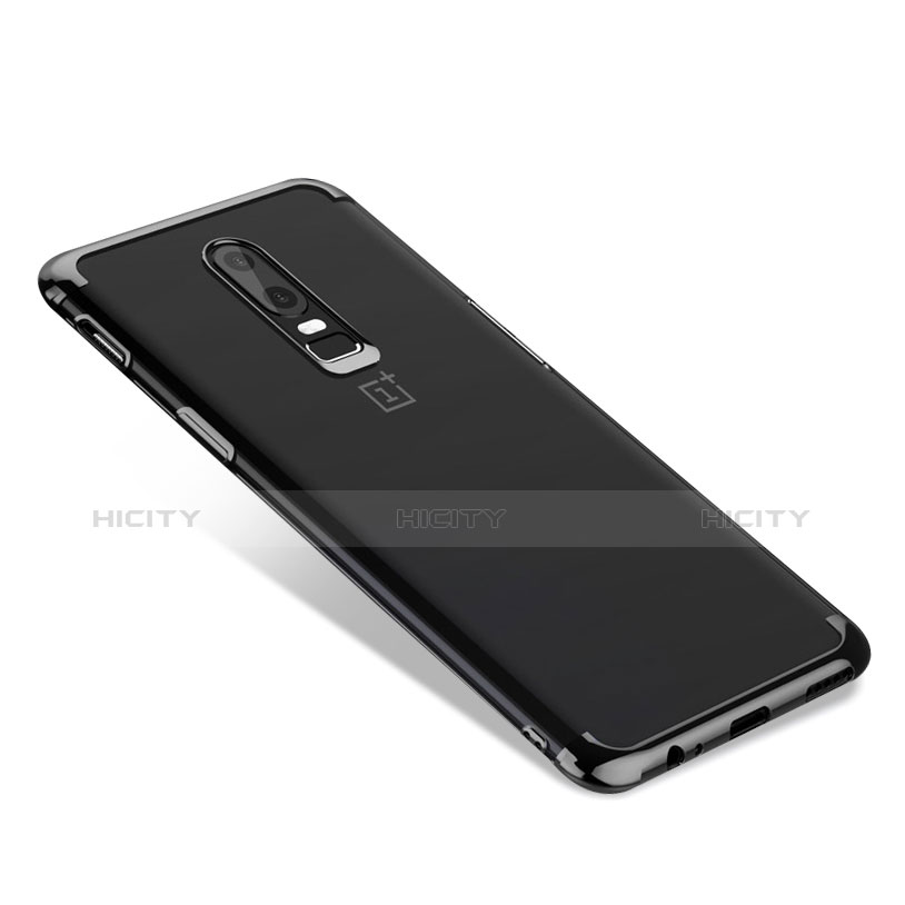 Custodia Silicone Trasparente Ultra Sottile Morbida T02 per OnePlus 6 Nero