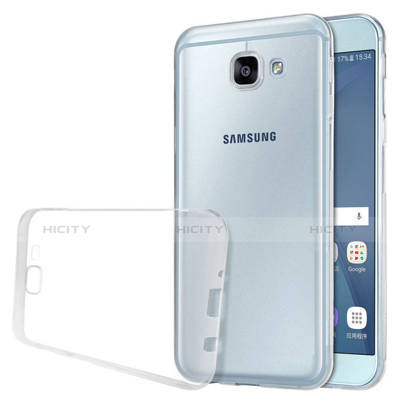 Custodia Silicone Trasparente Ultra Sottile Morbida T02 per Samsung Galaxy A8 (2016) A8100 A810F Chiaro