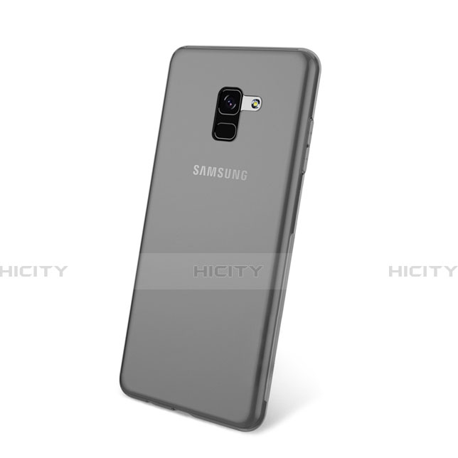 Custodia Silicone Trasparente Ultra Sottile Morbida T02 per Samsung Galaxy A8+ A8 Plus (2018) Duos A730F Grigio
