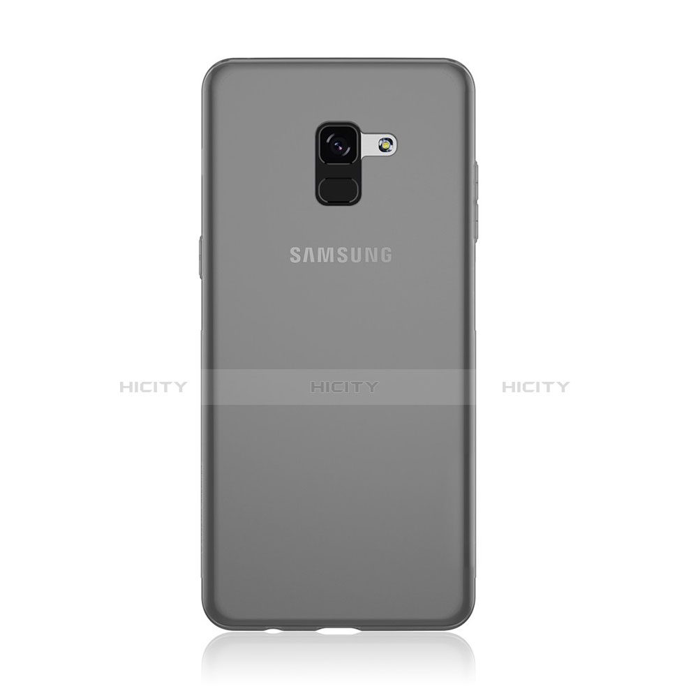 Custodia Silicone Trasparente Ultra Sottile Morbida T02 per Samsung Galaxy A8+ A8 Plus (2018) Duos A730F Grigio