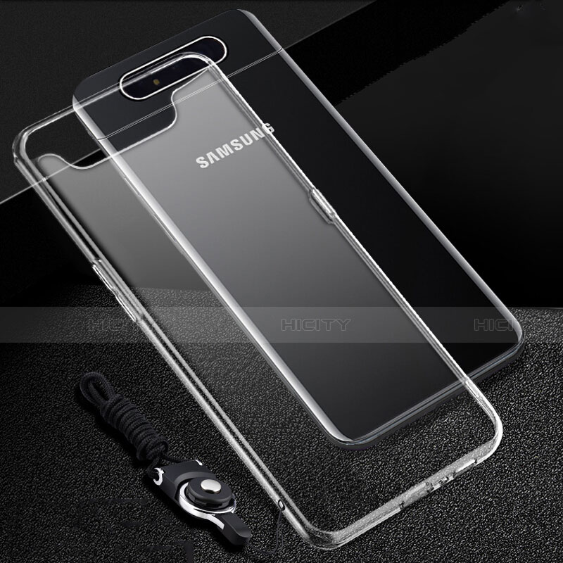 Custodia Silicone Trasparente Ultra Sottile Morbida T02 per Samsung Galaxy A80 Chiaro
