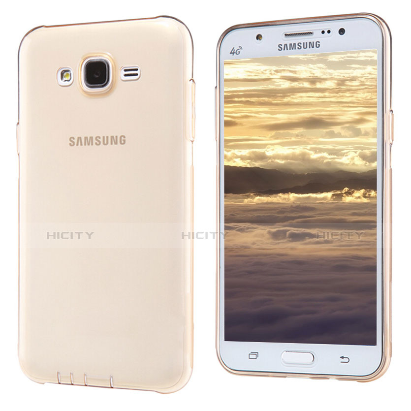 Custodia Silicone Trasparente Ultra Sottile Morbida T02 per Samsung Galaxy J5 SM-J500F Oro