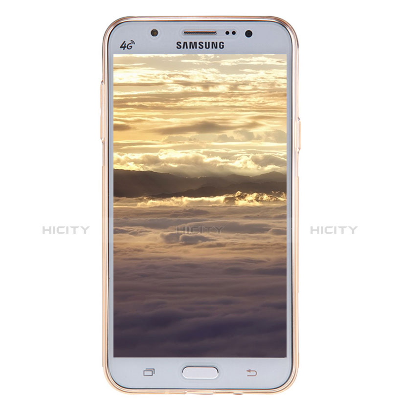 Custodia Silicone Trasparente Ultra Sottile Morbida T02 per Samsung Galaxy J5 SM-J500F Oro