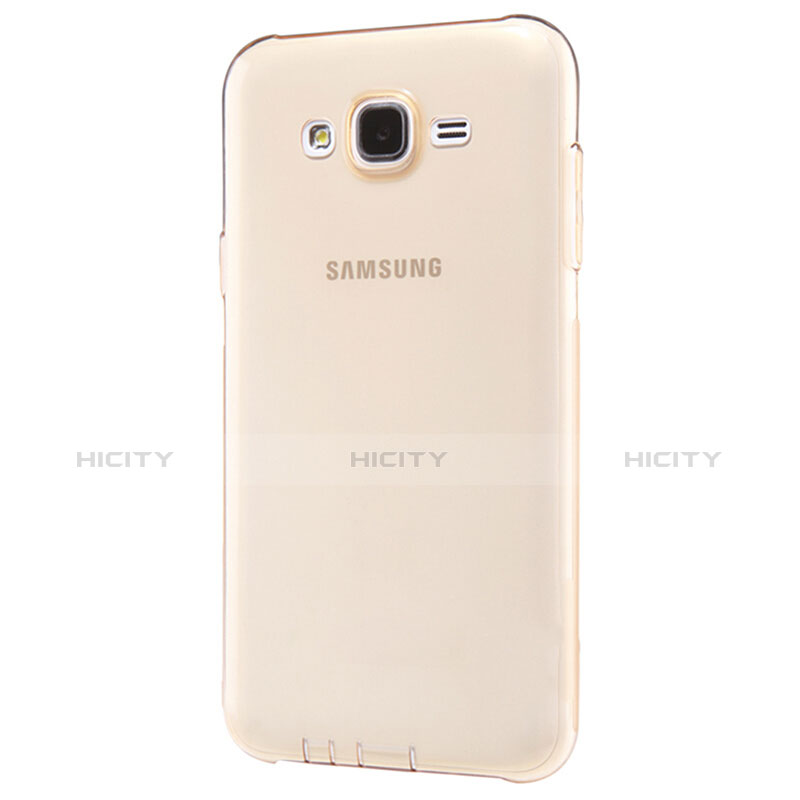 Custodia Silicone Trasparente Ultra Sottile Morbida T02 per Samsung Galaxy J5 SM-J500F Oro