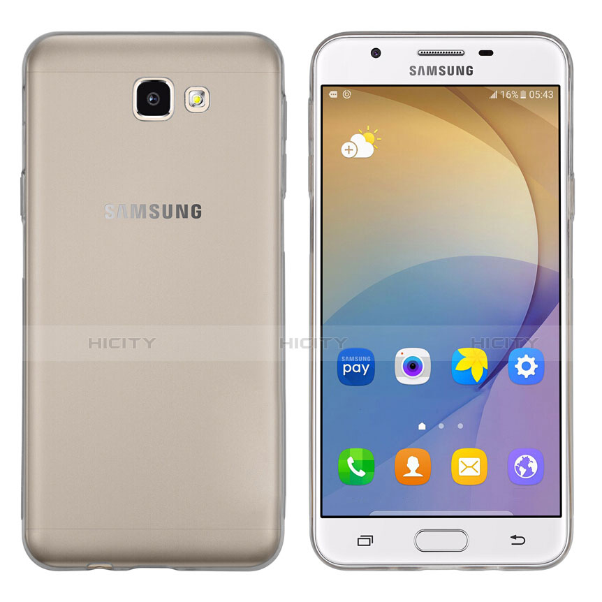 Custodia Silicone Trasparente Ultra Sottile Morbida T02 per Samsung Galaxy J7 Prime Grigio