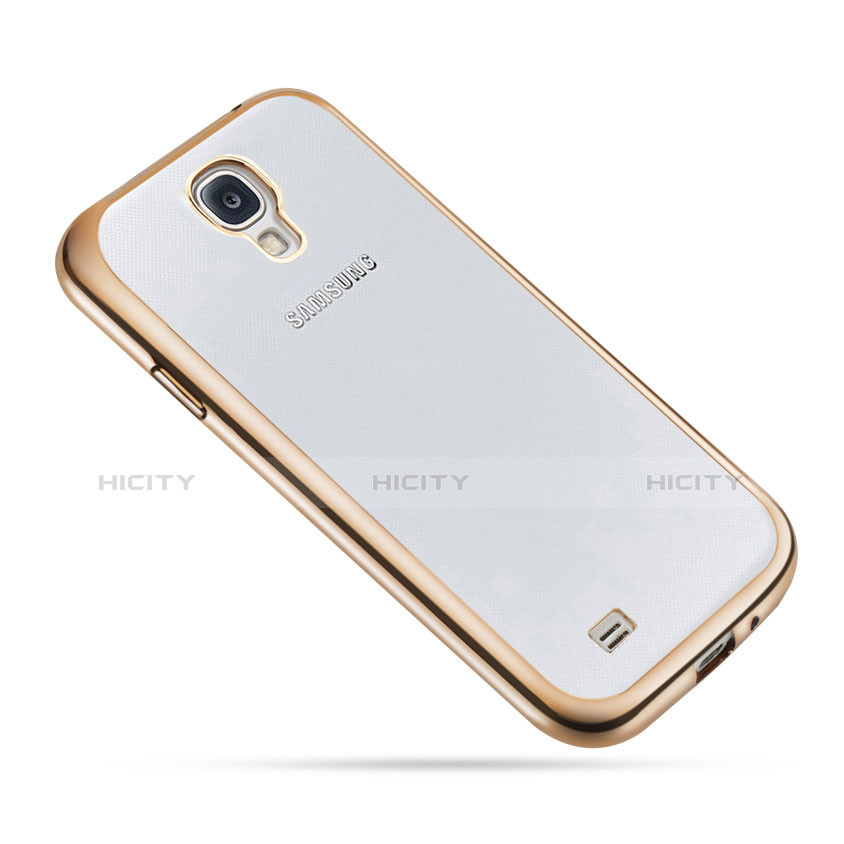 Custodia Silicone Trasparente Ultra Sottile Morbida T02 per Samsung Galaxy S4 IV Advance i9500 Oro