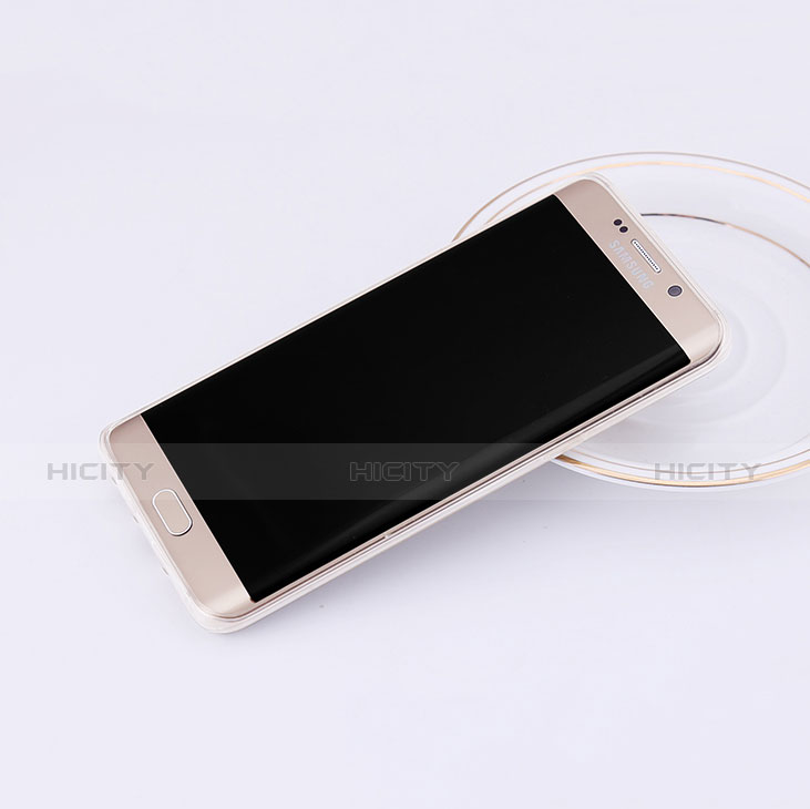 Custodia Silicone Trasparente Ultra Sottile Morbida T02 per Samsung Galaxy S6 Edge+ Plus SM-G928F Chiaro