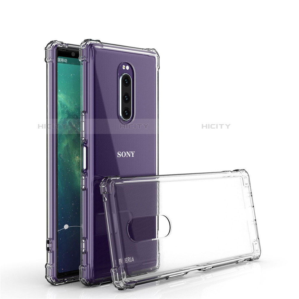 Custodia Silicone Trasparente Ultra Sottile Morbida T02 per Sony Xperia 1 Chiaro