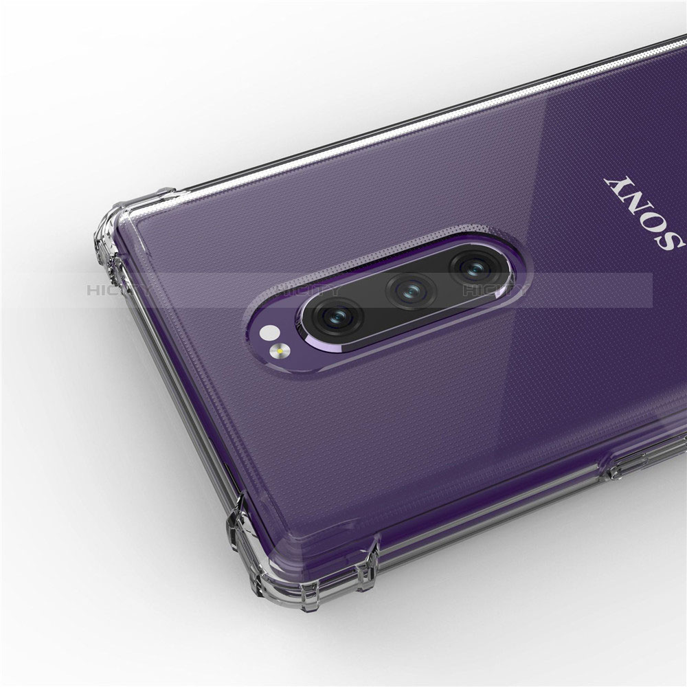 Custodia Silicone Trasparente Ultra Sottile Morbida T02 per Sony Xperia 1 Chiaro