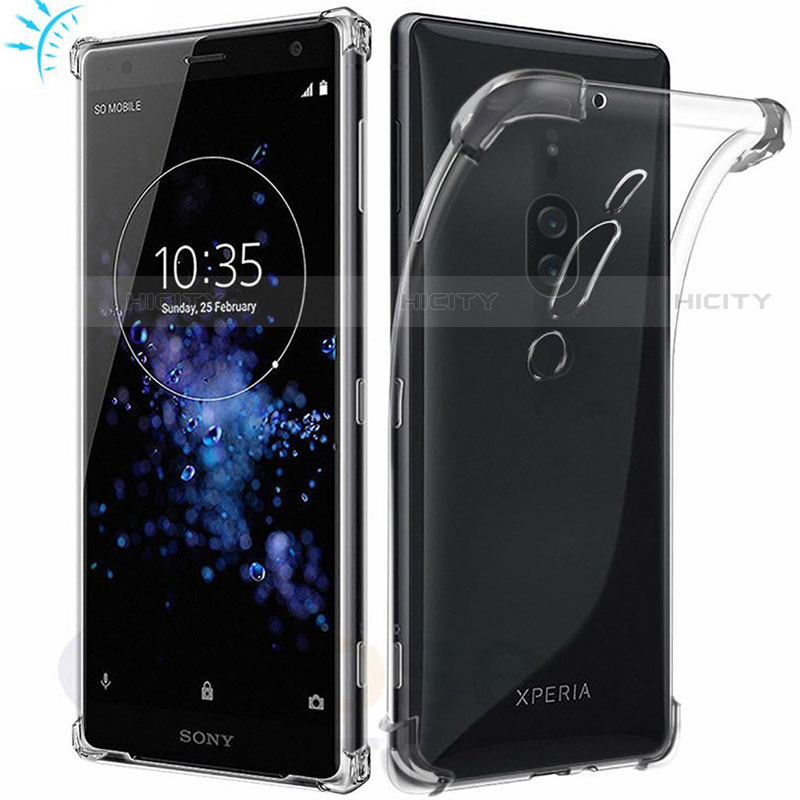 Custodia Silicone Trasparente Ultra Sottile Morbida T02 per Sony Xperia XZ2 Premium Chiaro