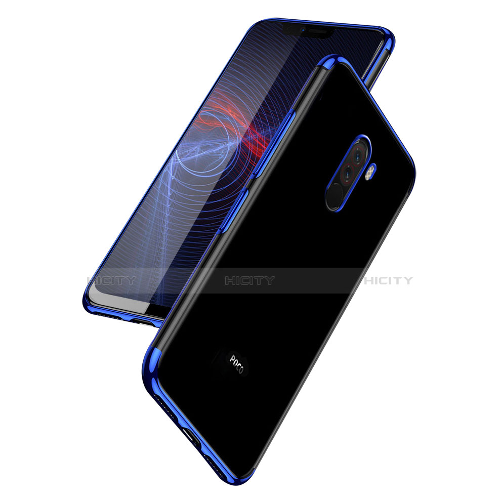 Custodia Silicone Trasparente Ultra Sottile Morbida T02 per Xiaomi Pocophone F1 Blu