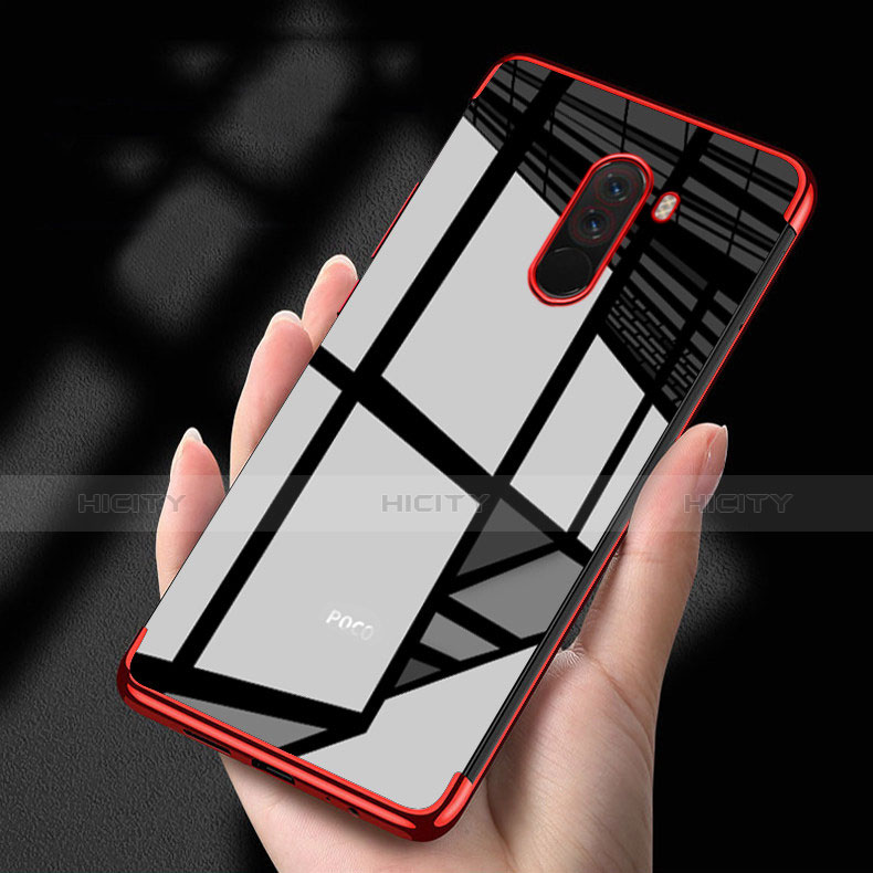 Custodia Silicone Trasparente Ultra Sottile Morbida T02 per Xiaomi Pocophone F1 Rosso