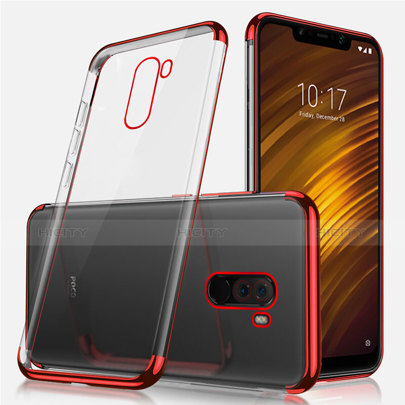 Custodia Silicone Trasparente Ultra Sottile Morbida T02 per Xiaomi Pocophone F1 Rosso