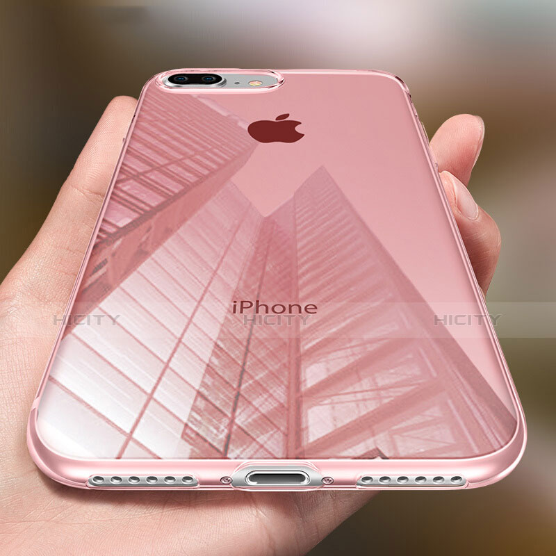 Custodia Silicone Trasparente Ultra Sottile Morbida T03 per Apple iPhone 7 Plus Rosa