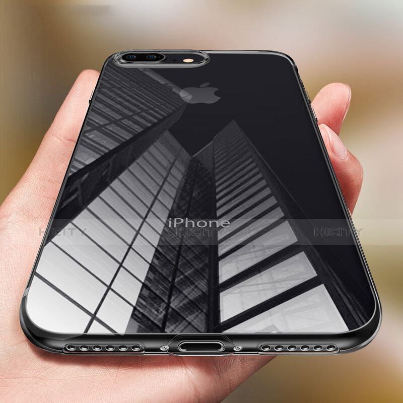 Custodia Silicone Trasparente Ultra Sottile Morbida T03 per Apple iPhone 8 Plus Nero