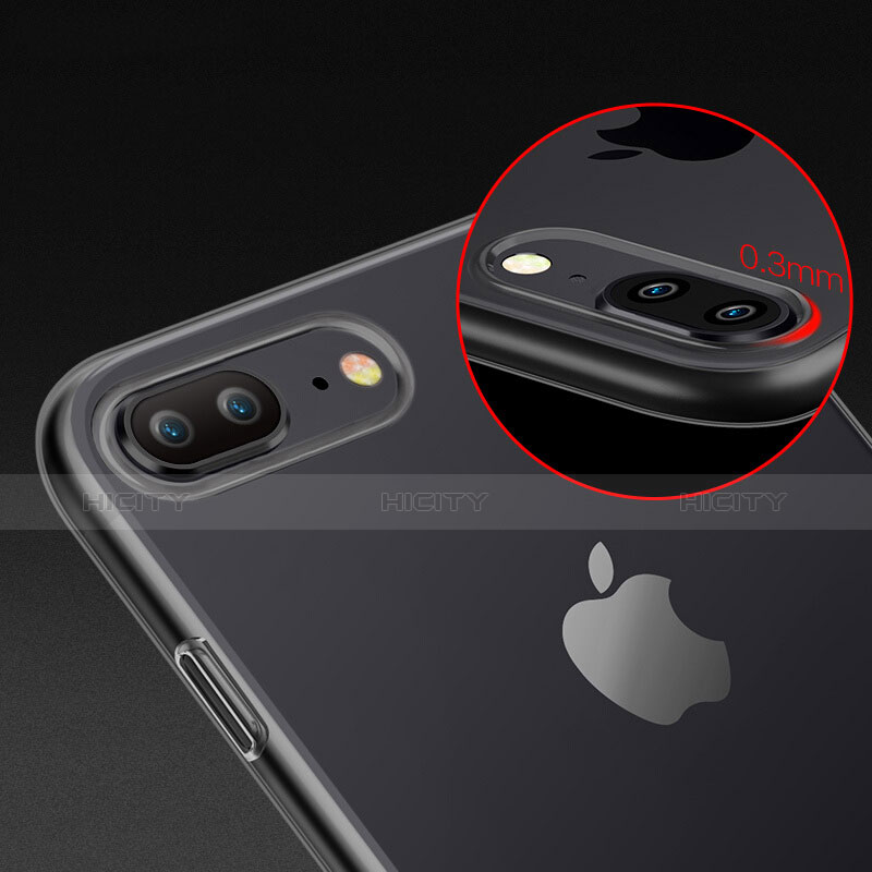 Custodia Silicone Trasparente Ultra Sottile Morbida T03 per Apple iPhone 8 Plus Nero