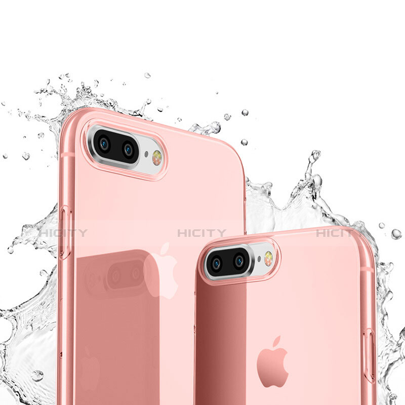 Custodia Silicone Trasparente Ultra Sottile Morbida T03 per Apple iPhone 8 Plus Rosa
