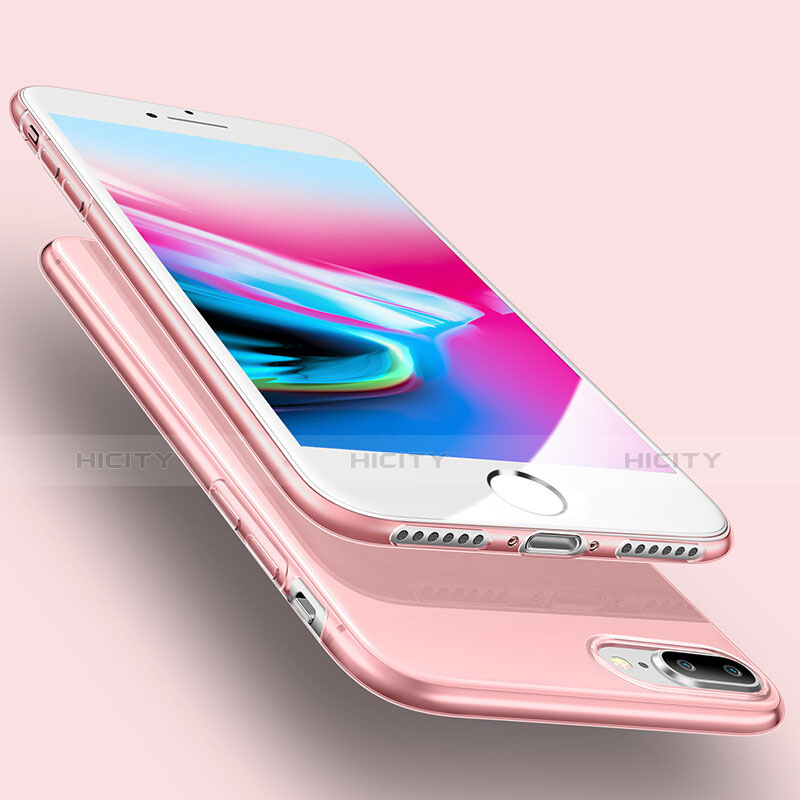 Custodia Silicone Trasparente Ultra Sottile Morbida T03 per Apple iPhone 8 Plus Rosa