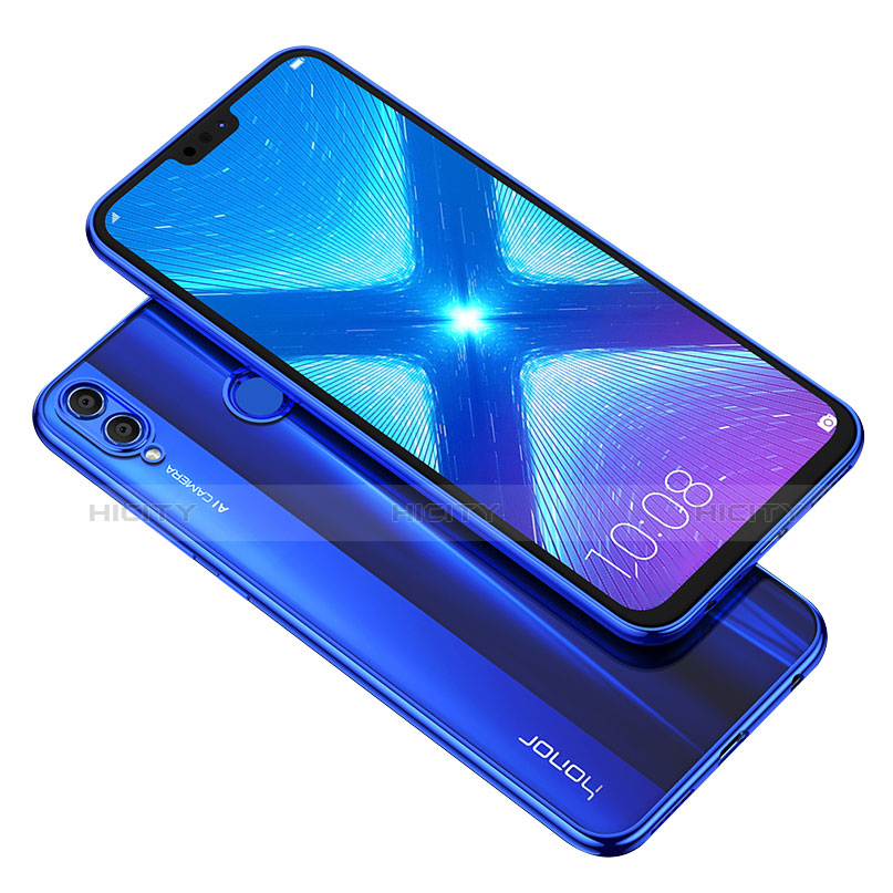 Custodia Silicone Trasparente Ultra Sottile Morbida T04 per Huawei Honor 8X Blu