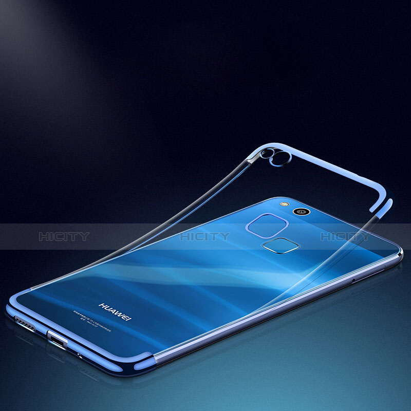 Custodia Silicone Trasparente Ultra Sottile Morbida T04 per Huawei P8 Lite (2017) Blu