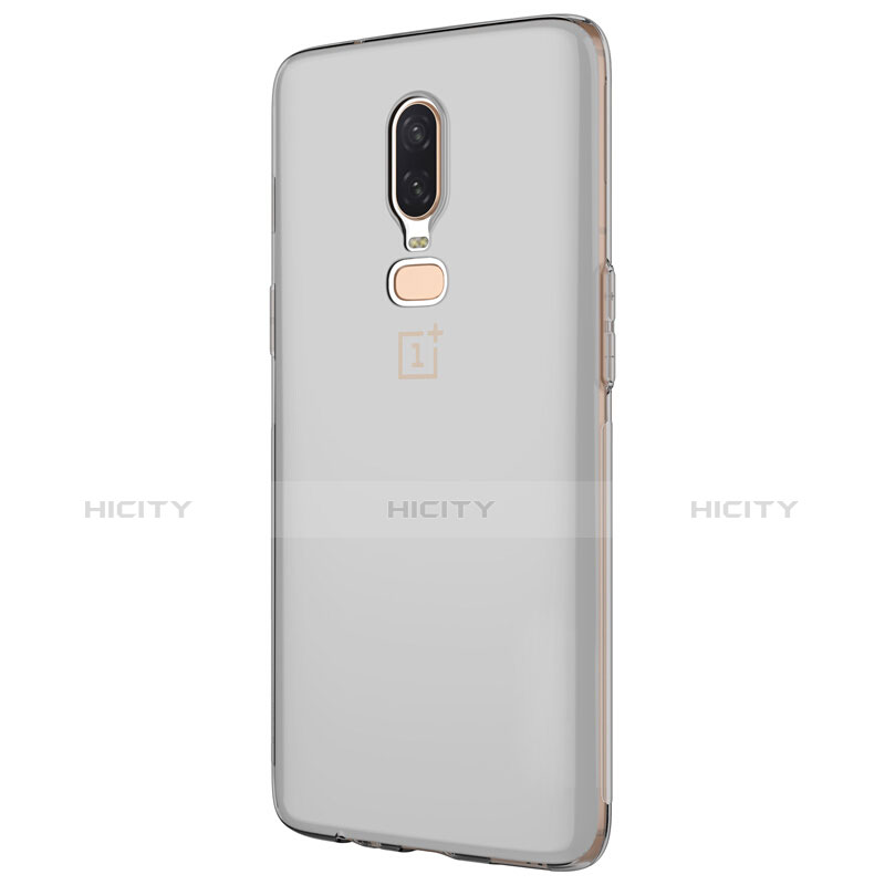 Custodia Silicone Trasparente Ultra Sottile Morbida T04 per OnePlus 6 Grigio